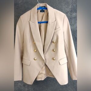 Express Women’s Supersoft Twill Beige Double Breasted Blazer S